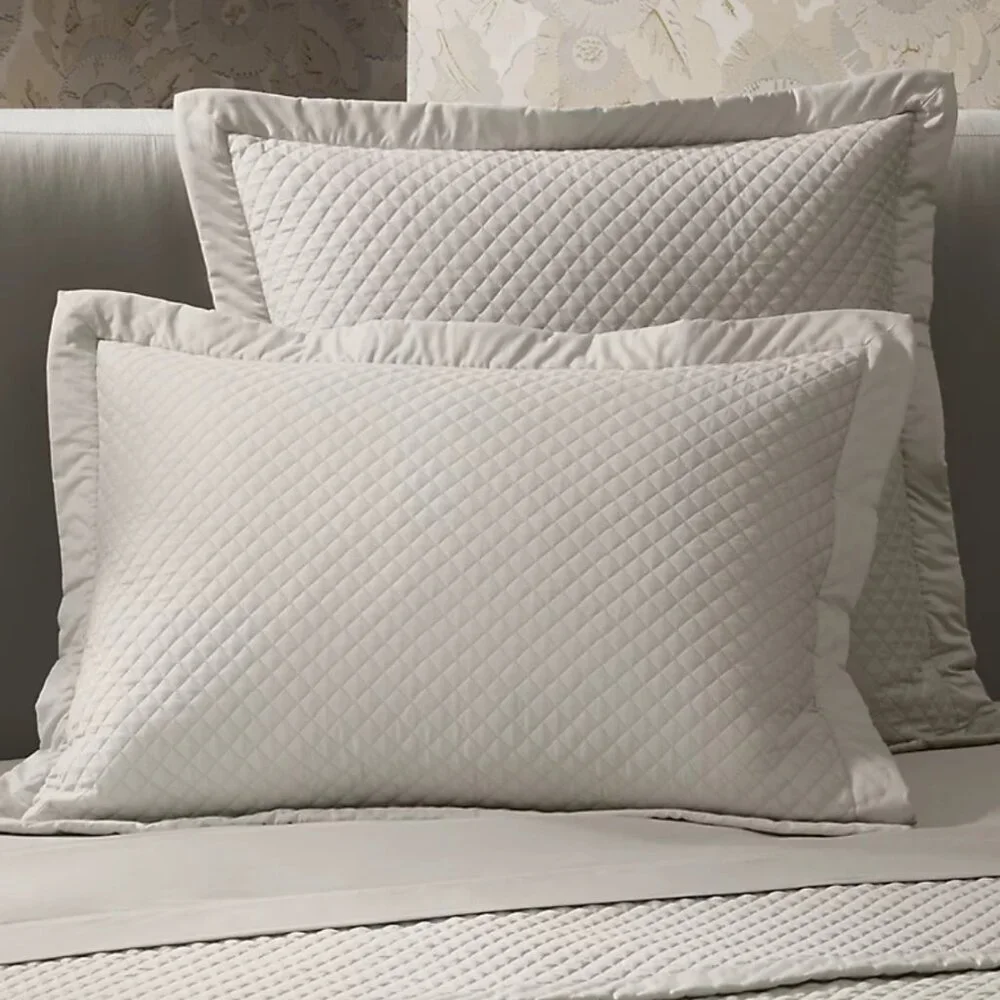 NWOT Set of 2 Ralph Lauren Wyatt King Quilted Shams Vintage Silver